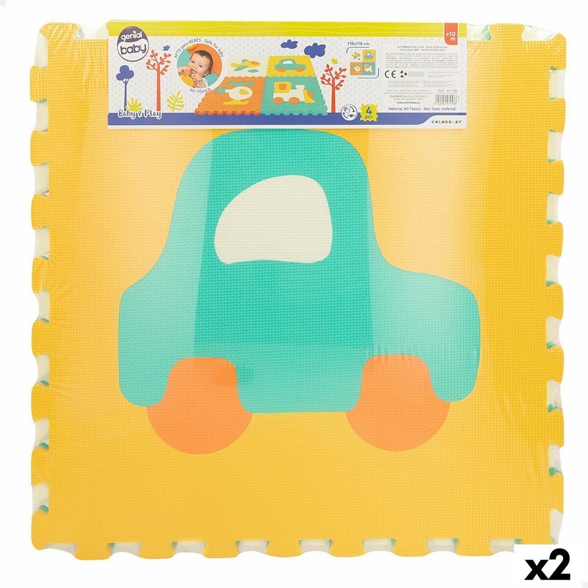 4899888737148 - Puzzleteppich 4 Stücke Fahrzeuge 118 x 118 cm EVA (2 Stück)