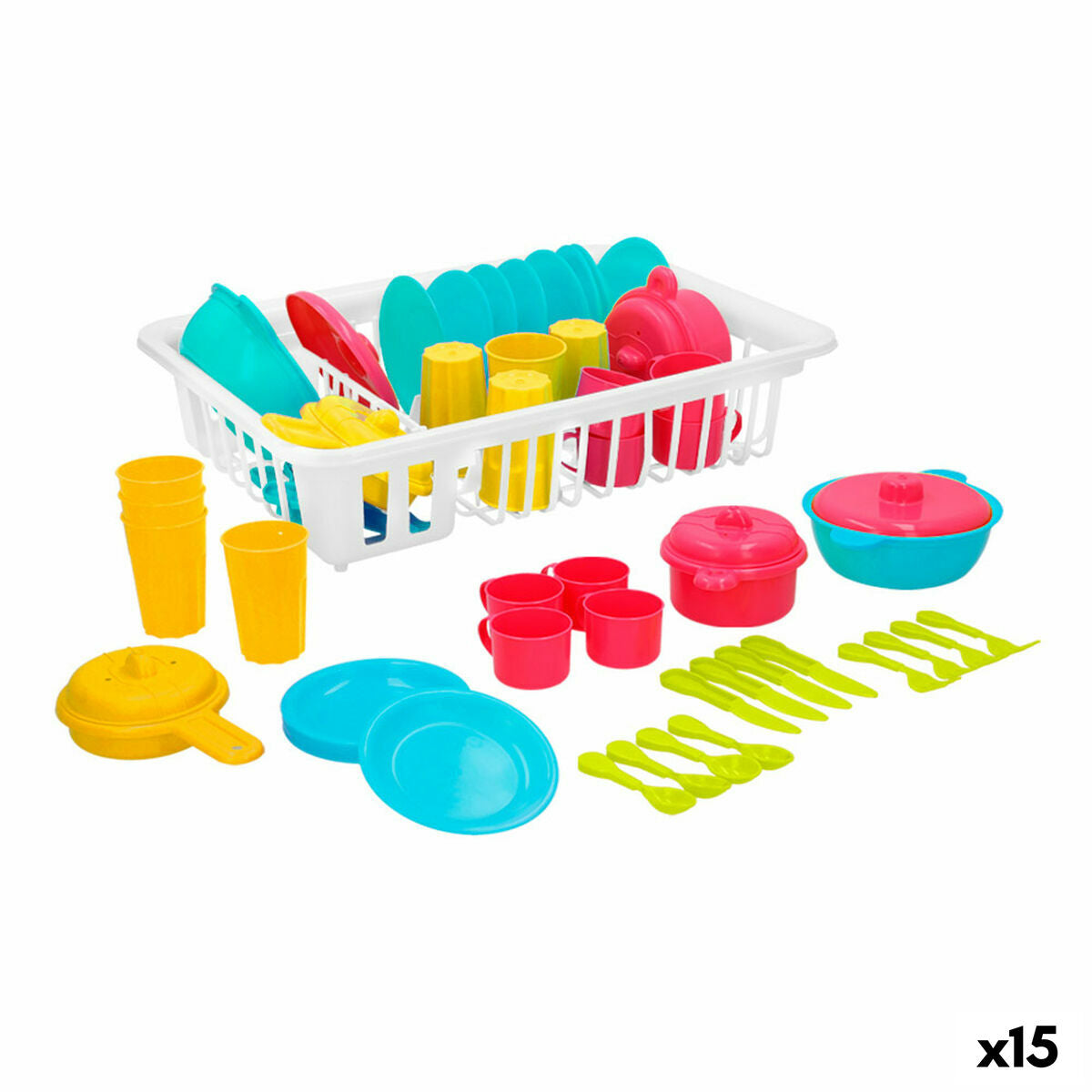 4899888739098 - Kindergeschirr-Set Spielzeug Abtropfer 35 Stücke (15 Stück)