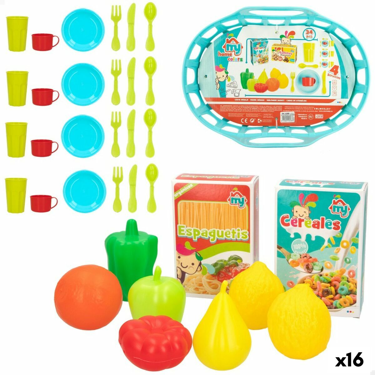 4899888739111 - Kit aus Spielzeuglebensmittel Geschirr und Küchenutensilien 34 Stücke 33 Stücke (16 Stück)