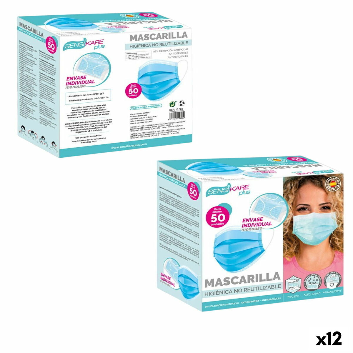 4899888739852 - Schachtel mit Hygienemasken 50 Stücke (12 Stück)