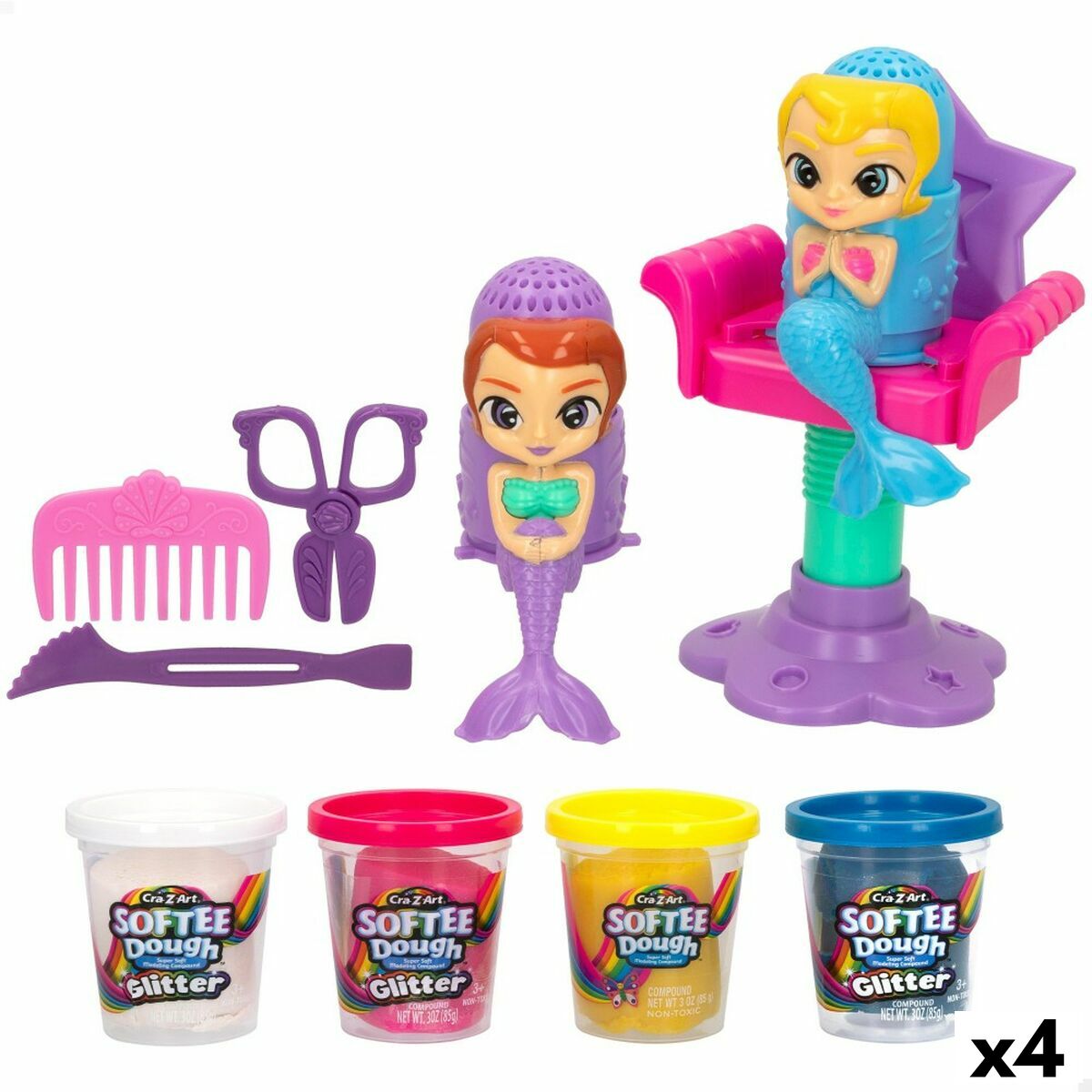 4899888740506 - Modelling Clay Game Softee Dough Hair sirenas (4 Units)