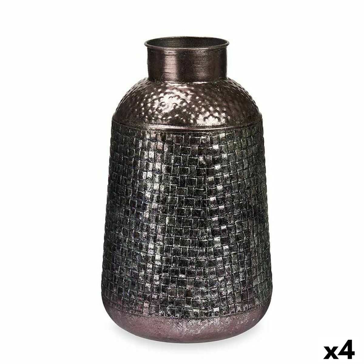 4899888751847 - Vase Silberfarben Metall 225 x 395 x 225 cm (4 Stück) Mit Relief