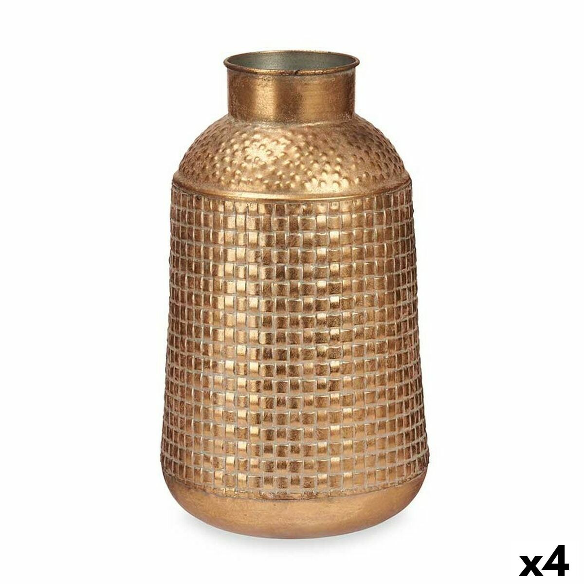 4899888751885 - Vase Golden Metal 225 x 395 x 225 cm (4 Units) With relief