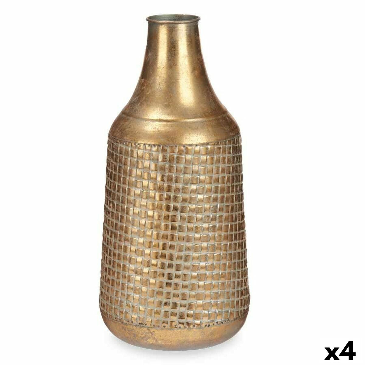 4899888751892 - Vase Golden Metal 21 x 44 x 21 cm (4 Units) With relief