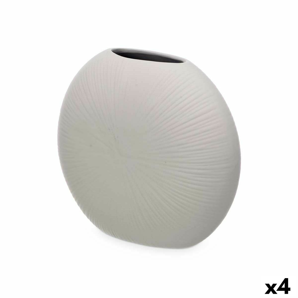 4899888751922 - Vase Grau aus Keramik 29 x 26 x 11 cm (4 Stück) kreisförmig