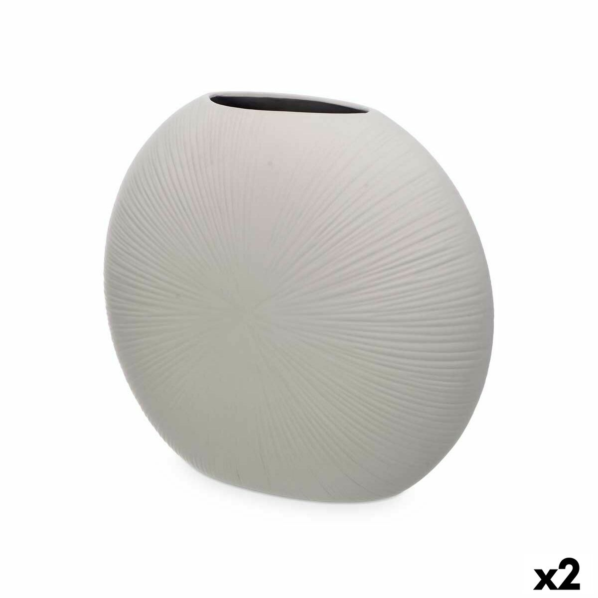 4899888751946 - Vase Grau aus Keramik 36 x 34 x 16 cm (2 Stück) kreisförmig 4899888751946 - Vase Grau aus Keramik 36 x 34 x 16 cm (2 Stück) kreisförmig