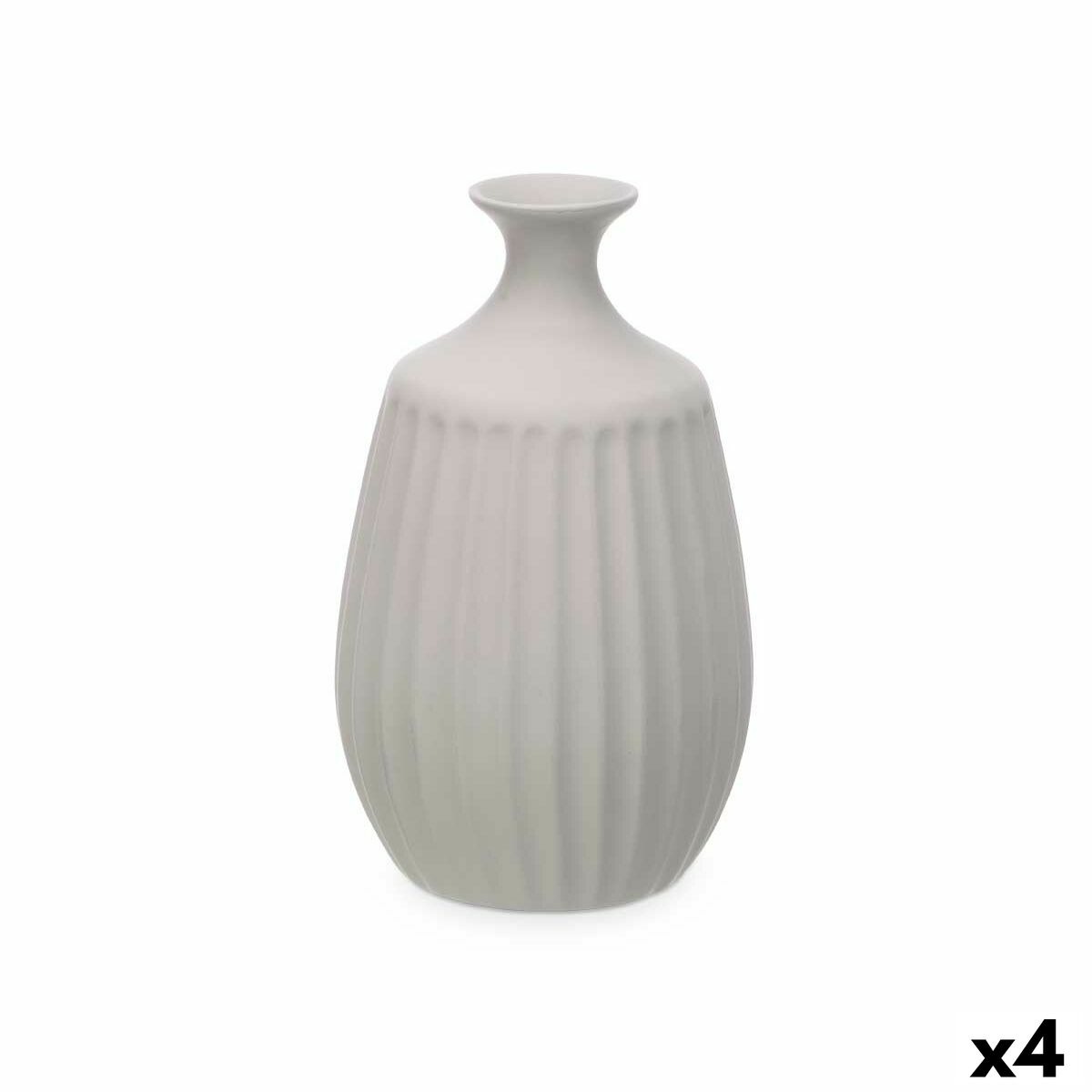 4899888751991 - Vase Grau aus Keramik 19 x 31 x 19 cm (4 Stück) Streifen