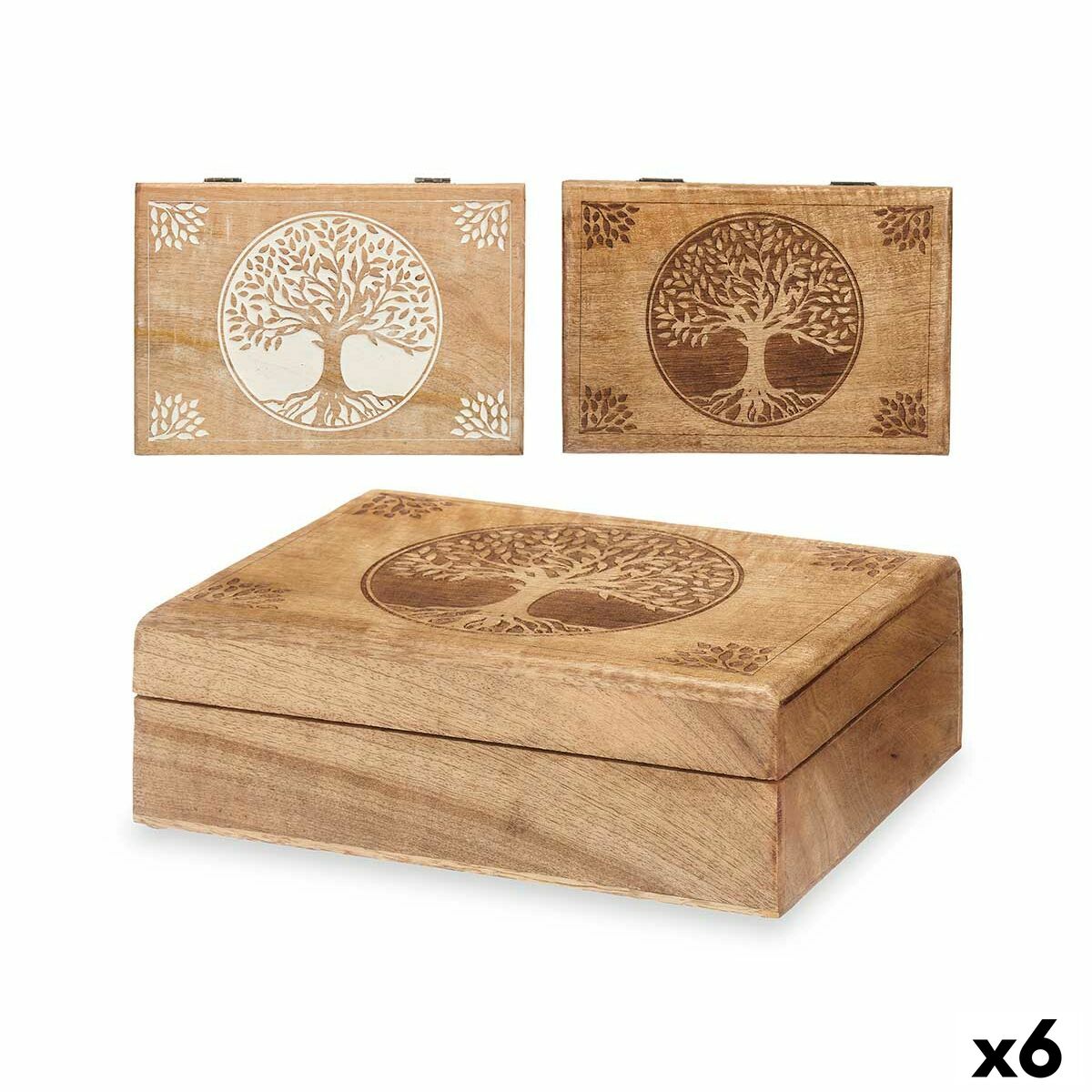 4899888752035 - Dekorative Box Mango-Holz 255 x 8 x 174 cm (6 Stück) Lebensbaum