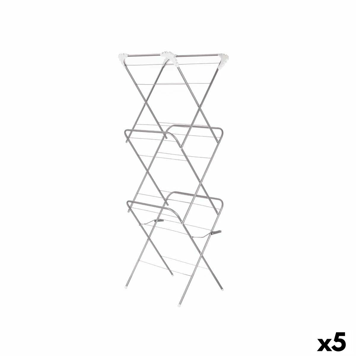 4899888752998 - Faltbarer Wäscheständer WR4062A-1NB-488 Weiß Silberfarben Polypropylen Eisen 47 x 41 x 136 cm Vertikal (5 Stück)