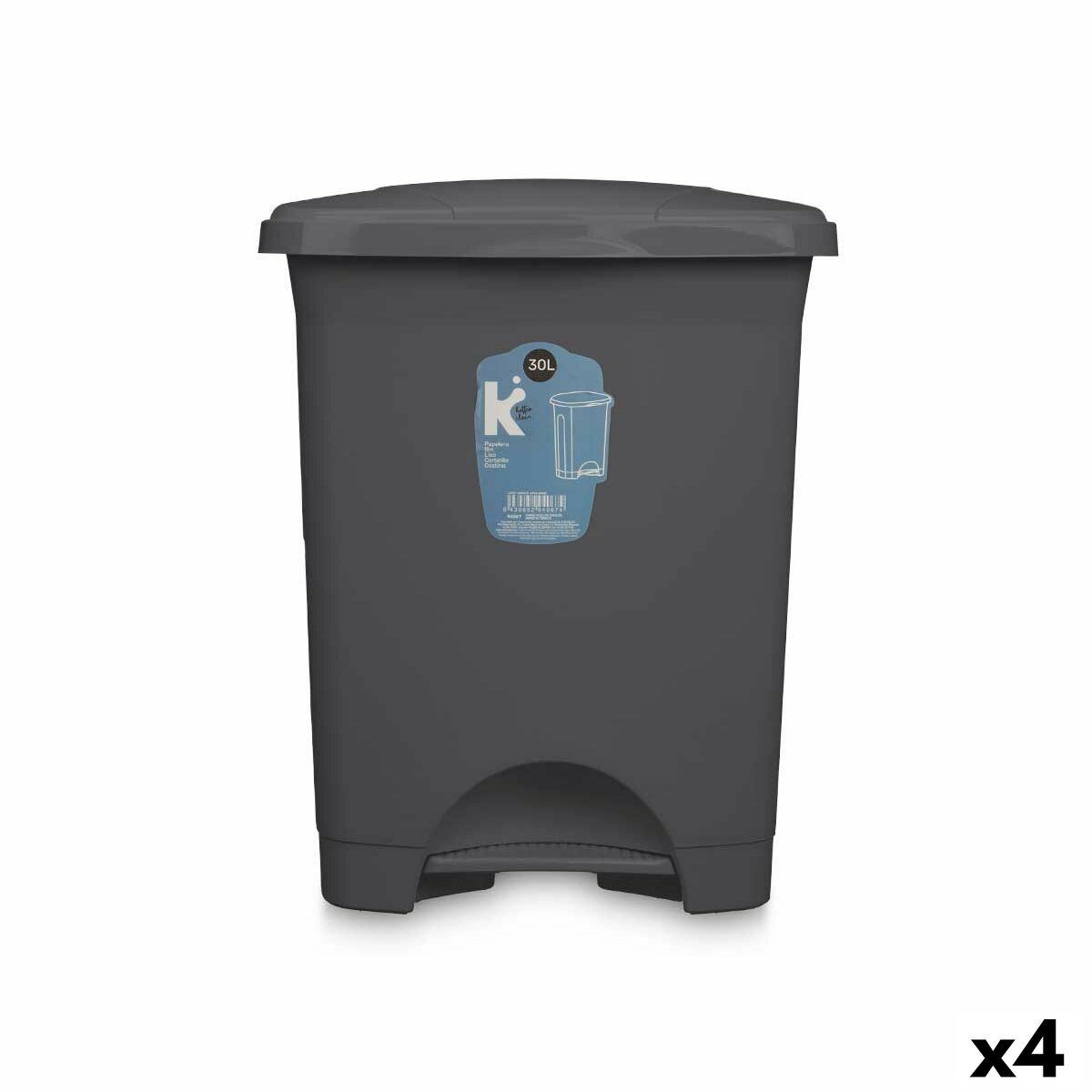 4899888754381 - Papierkorb mit Pedal Anthrazit Kunststoff 30 L (4 Stück)