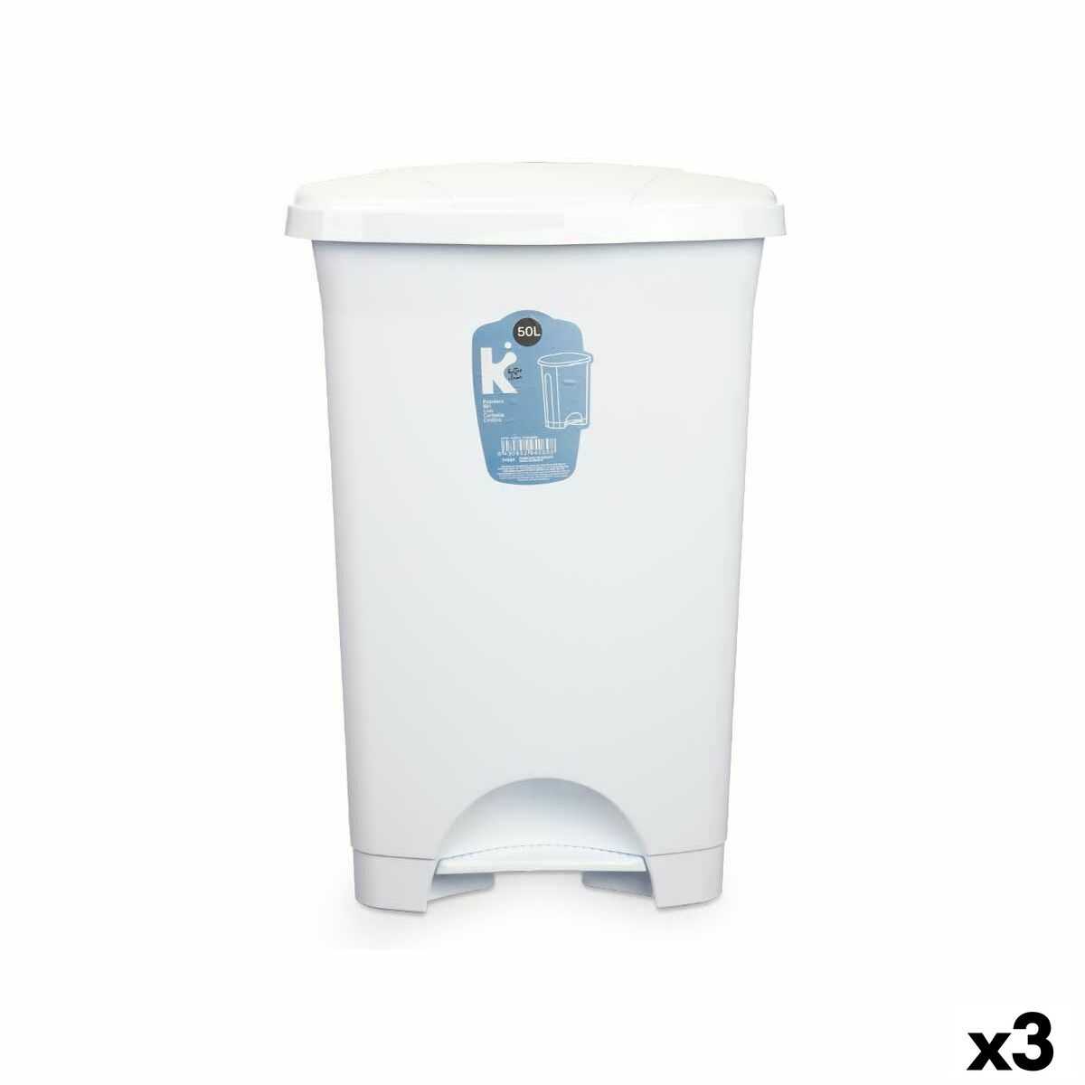 4899888754404 - Papierkorb mit Pedal Weiß Kunststoff 50 L (3 Stück) 4899888754404 - Papierkorb mit Pedal Weiß Kunststoff 50 L (3 Stück)