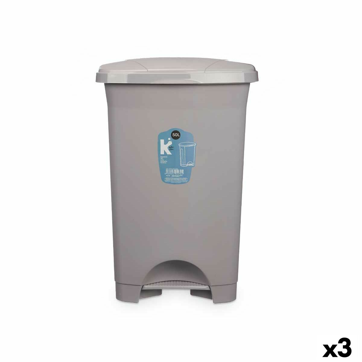4899888754411 - Papierkorb mit Pedal Grau Kunststoff 50 L (3 Stück) 4899888754411 - Papierkorb mit Pedal Grau Kunststoff 50 L (3 Stück)