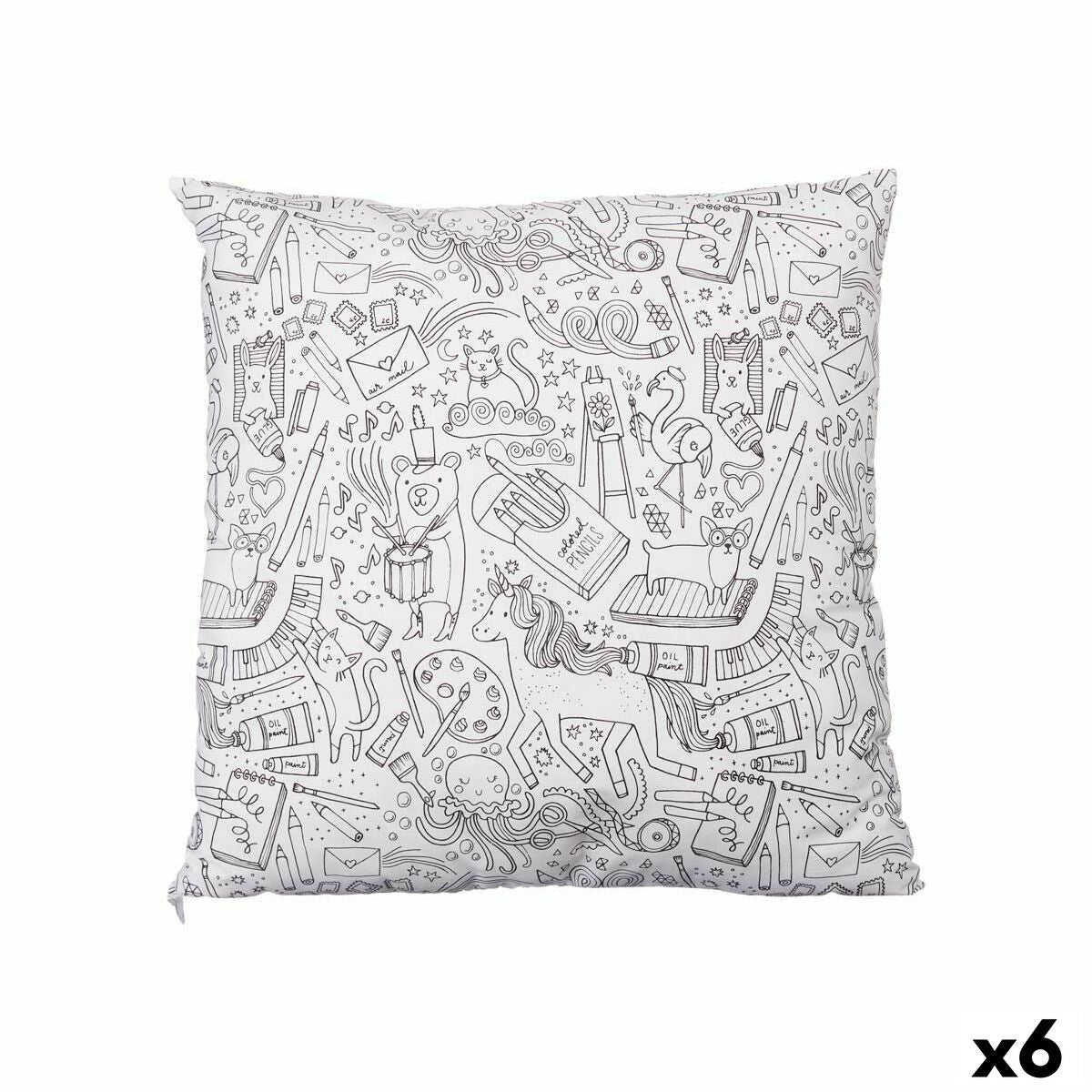 4899888754701 - Kissen PILLOW Weiß Schwarz 43 x 13 x 43 cm Zum Bemalen (6 Stück)