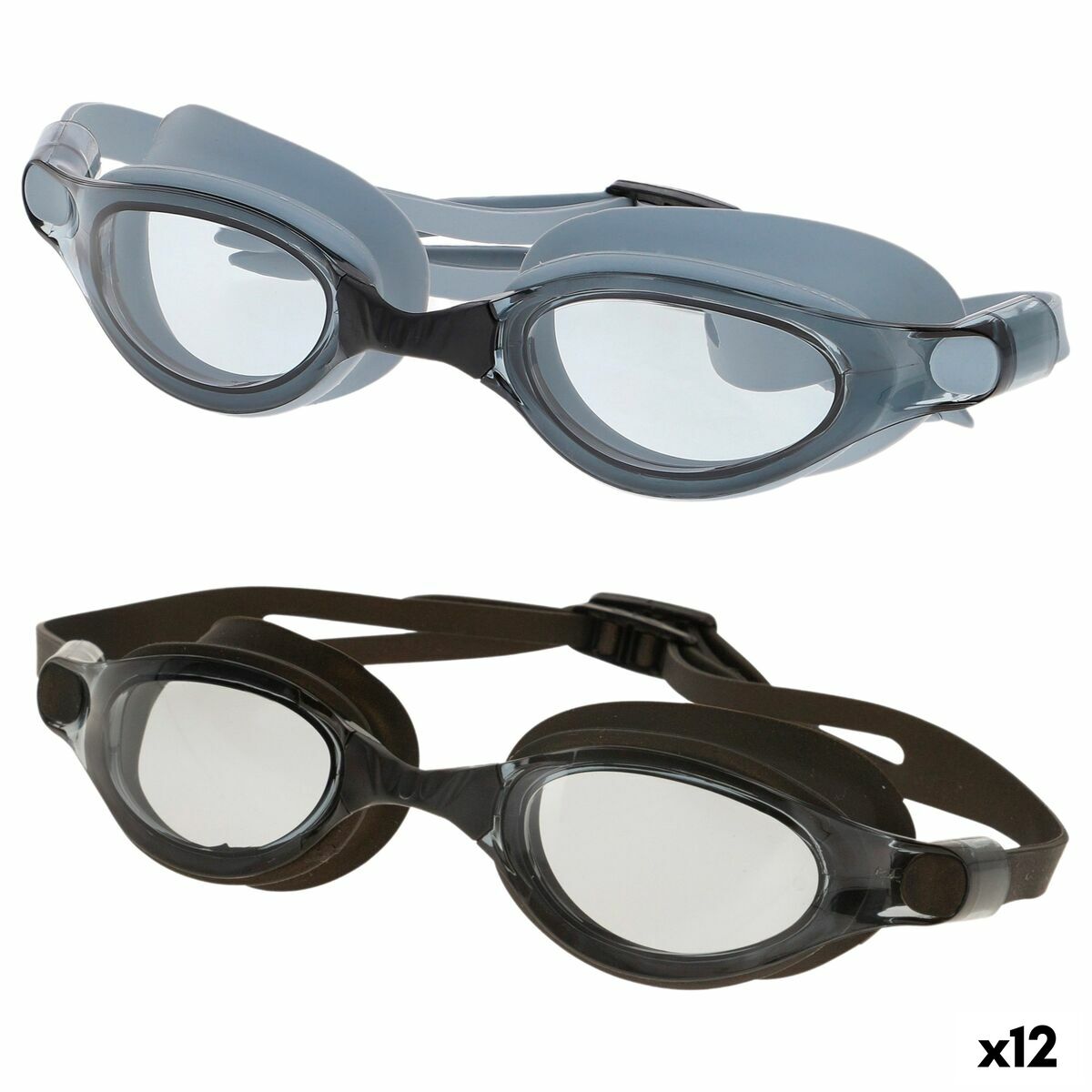 4899888760795 - Erwachsenen-Schwimmbrille Schwarz Grau (12 Stück)