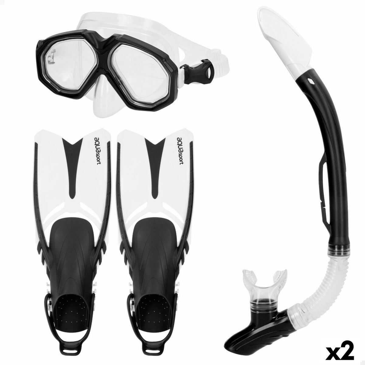 4899888762263 - Tauchbrille mit Schnorchel und Flossen Schwarz Erwachsene (2 Stück)