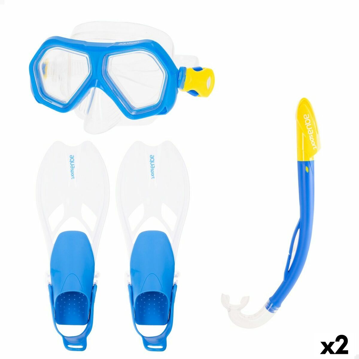 4899888762300 - Taucherbrille mit Schnorchle und Flossen Aquaport Blue Junior (2 Einheiten)