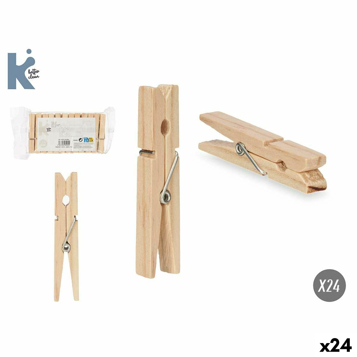 4899888770985 - Wäscheklammern 289 Holz Metall 7 x 1 cm 105 x 19 x 3 cm (24 Stück) 4899888770985 - Wäscheklammern 289 Holz Metall 7 x 1 cm 105 x 19 x 3 cm (24 Stück)