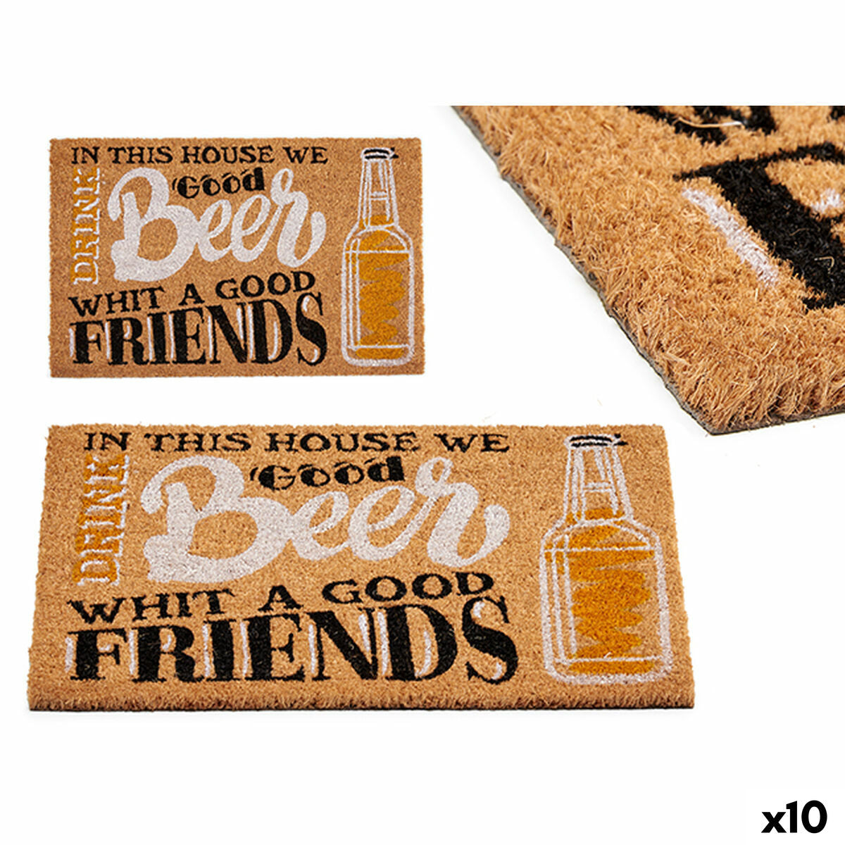 4899888771050 - Doormat Beer Printed PVC Coconut Fibre 60 x 2 x 40 cm (10 Units)