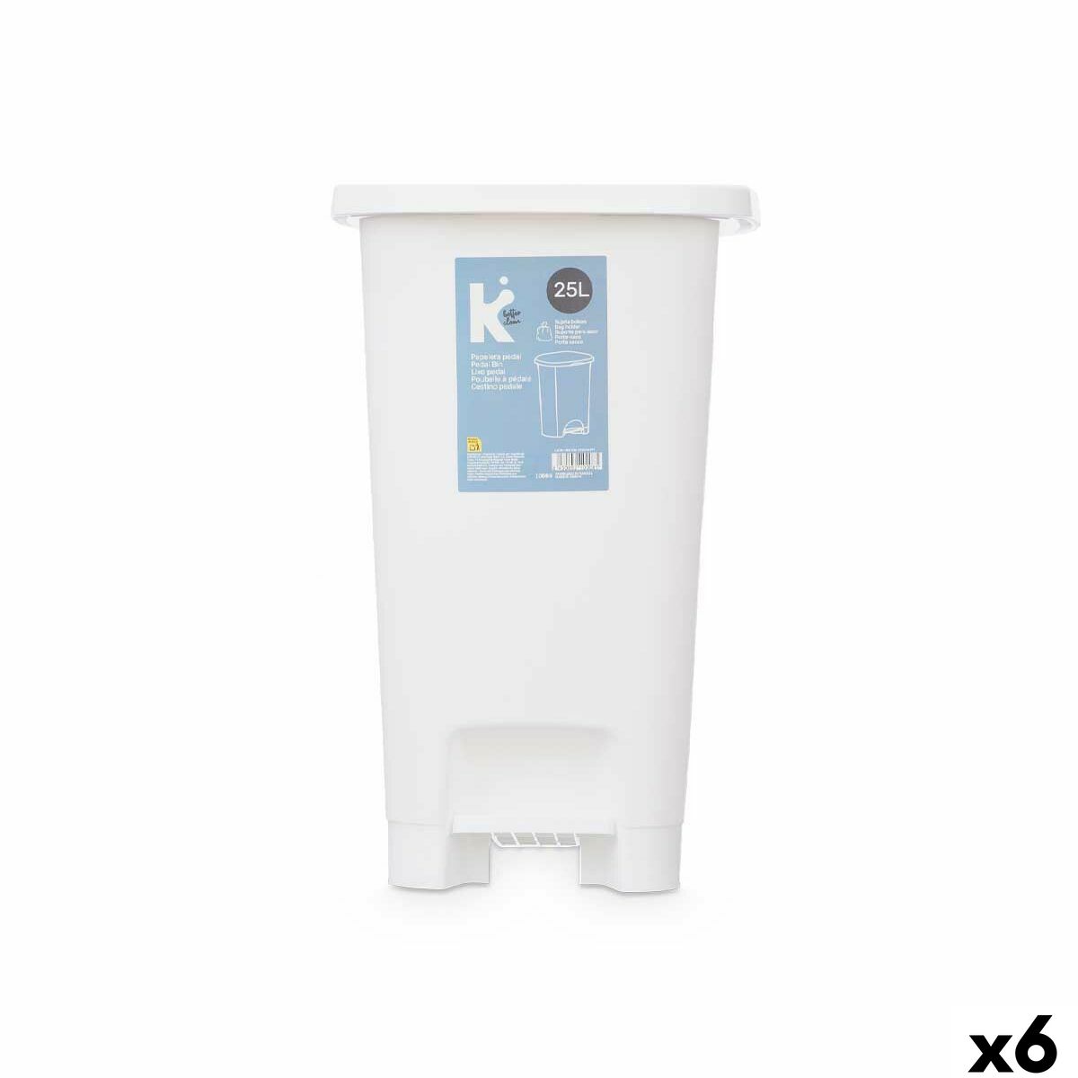 4899888771647 - Papierkorb mit Pedal ABK-142 2 Weiß Kunststoff 25 L (6 Stück)