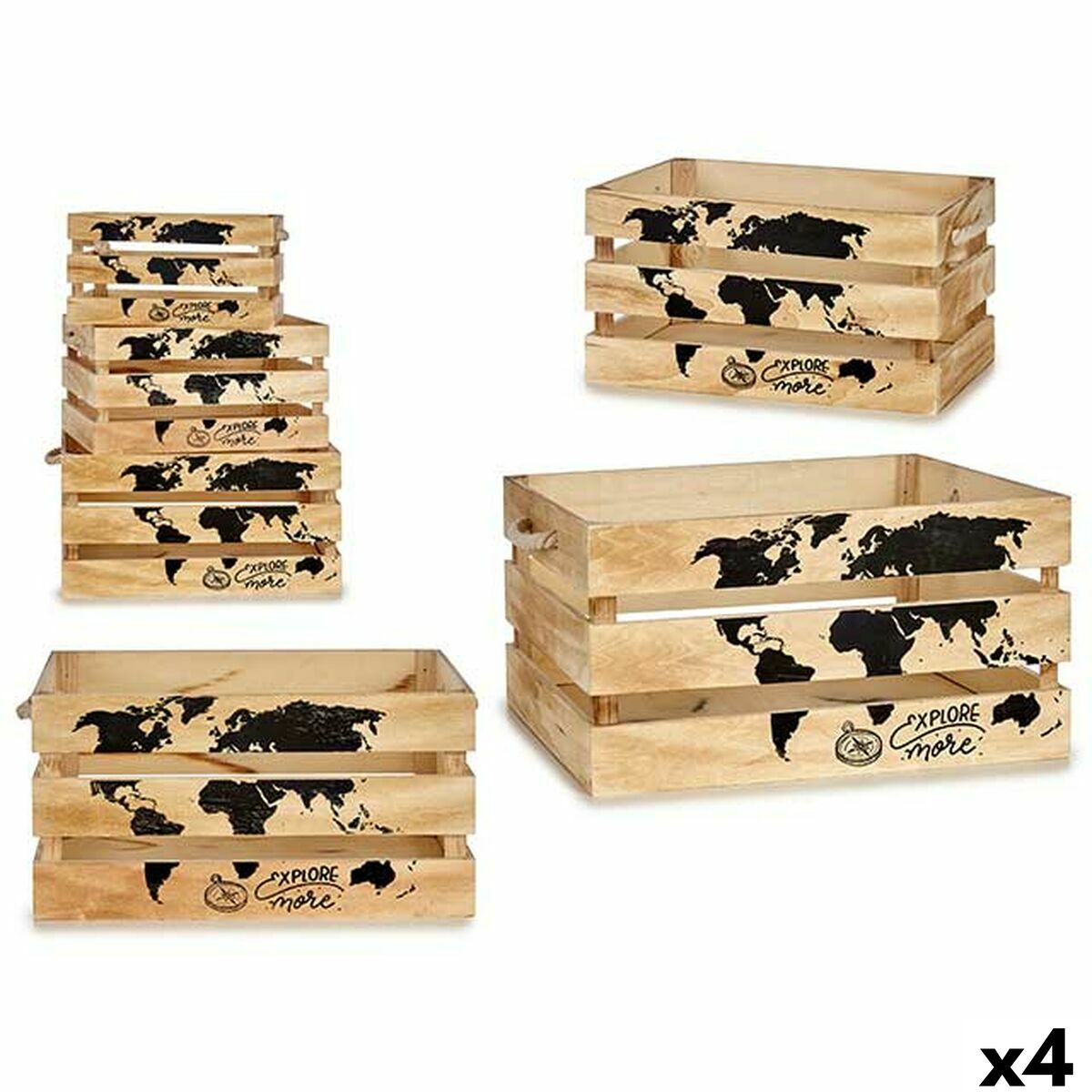 4899888771845 - Set dekorativer Karten YY182102C8 Schwarz natürlich Holz 35 x 25 x 18 cm 30 x 20 x 16 cm 40 x 20 x 30 cm (4 Stück)