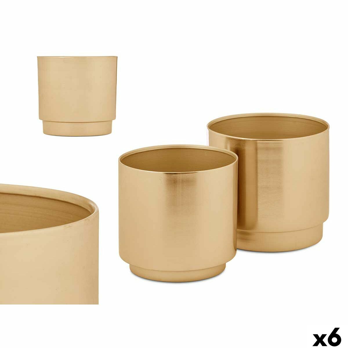 4899888772538 - Set of pots 40055-G Golden Iron 18 x 165 x 18 cm 16 x 155 x 16 cm (6 Units)