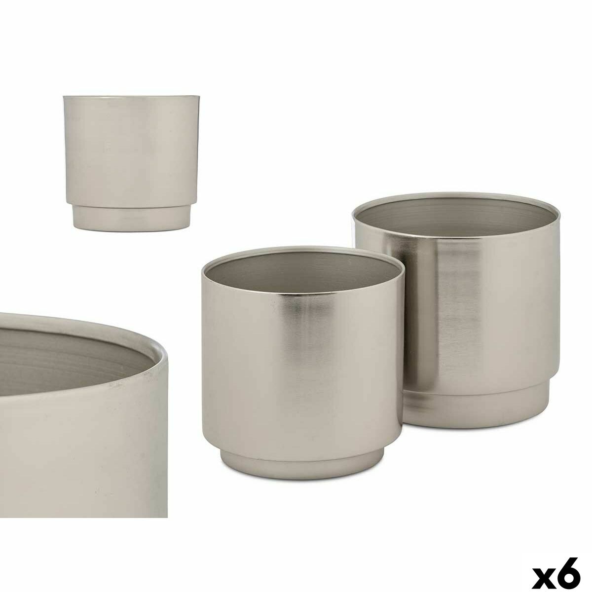 4899888772545 - Set of pots 40055-S Silver Iron 18 x 165 x 18 cm 16 x 155 x 16 cm (6 Units)