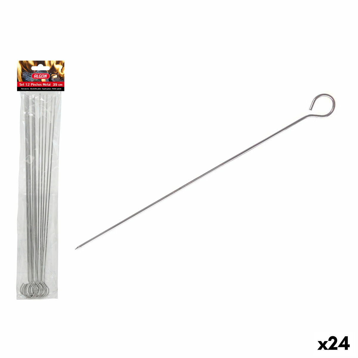4899888776376 - Grillspieß-Set Metall 35 cm 12 Stücke (24 Stück)