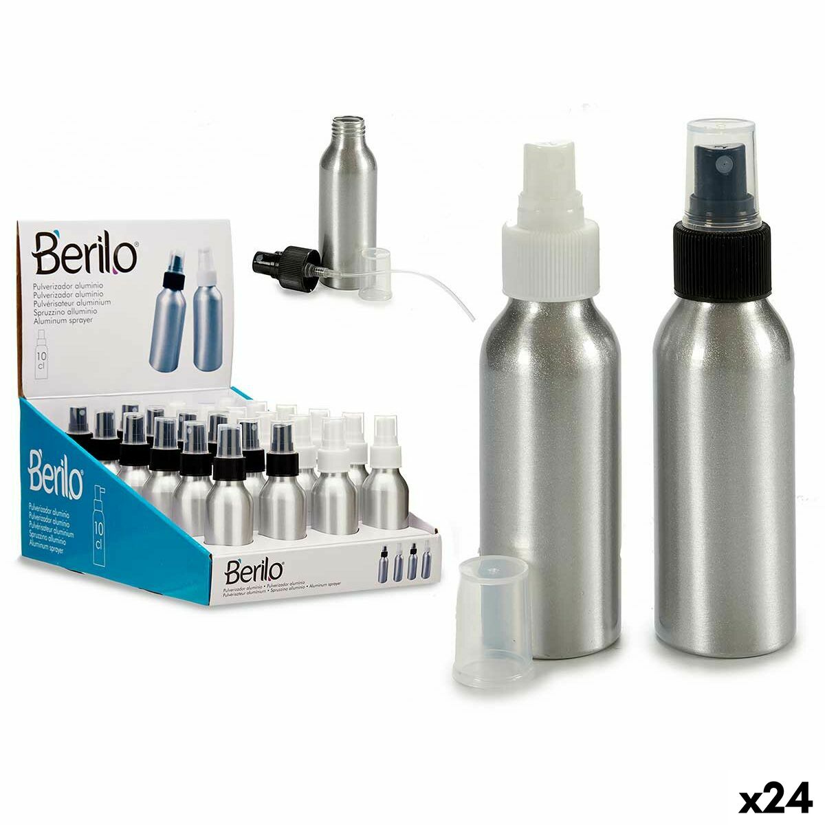 4899888777762 - Auffüllbare Sprühflasche CH9979-2 Weiß Schwarz Durchsichtig Silberfarben Aluminium Polypropylen 100 ml (24 Stück)