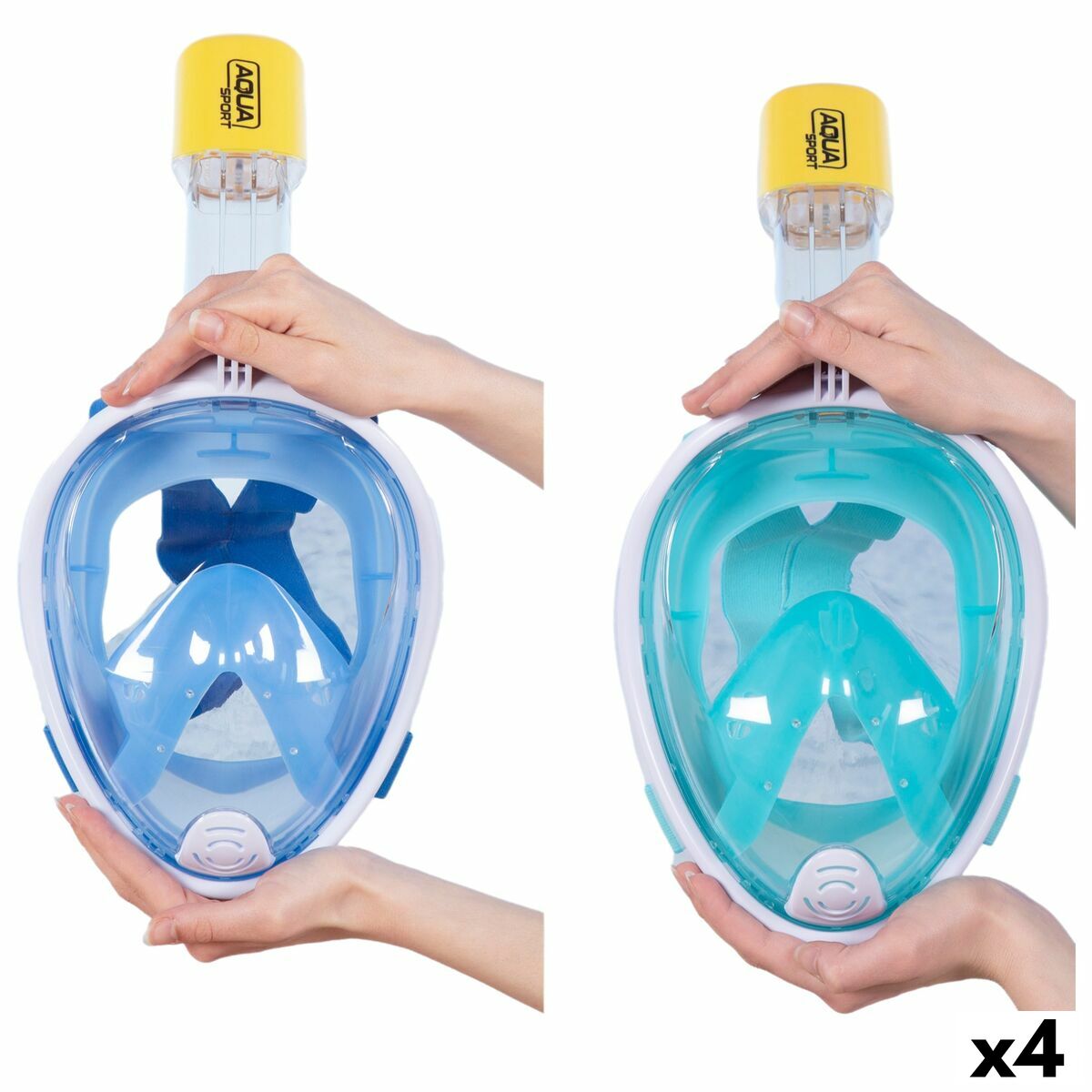 4899888779940 - Schnorchelmaske mit Halterung für Sportkamera Blau türkis (4 Stück)