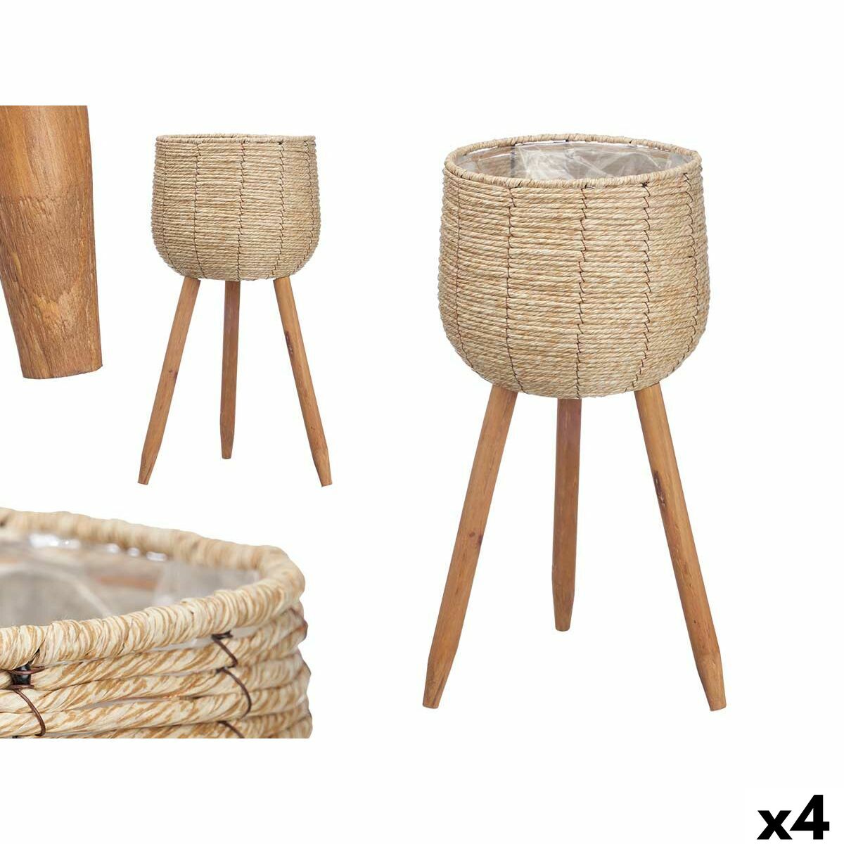 4899888780205 - Pflanzgefäß mit Ständer JH22607 L JH22607 L Braun Papier Kunststoff Naturfaser 35 x 56 x 35 cm (4 Einheiten)
