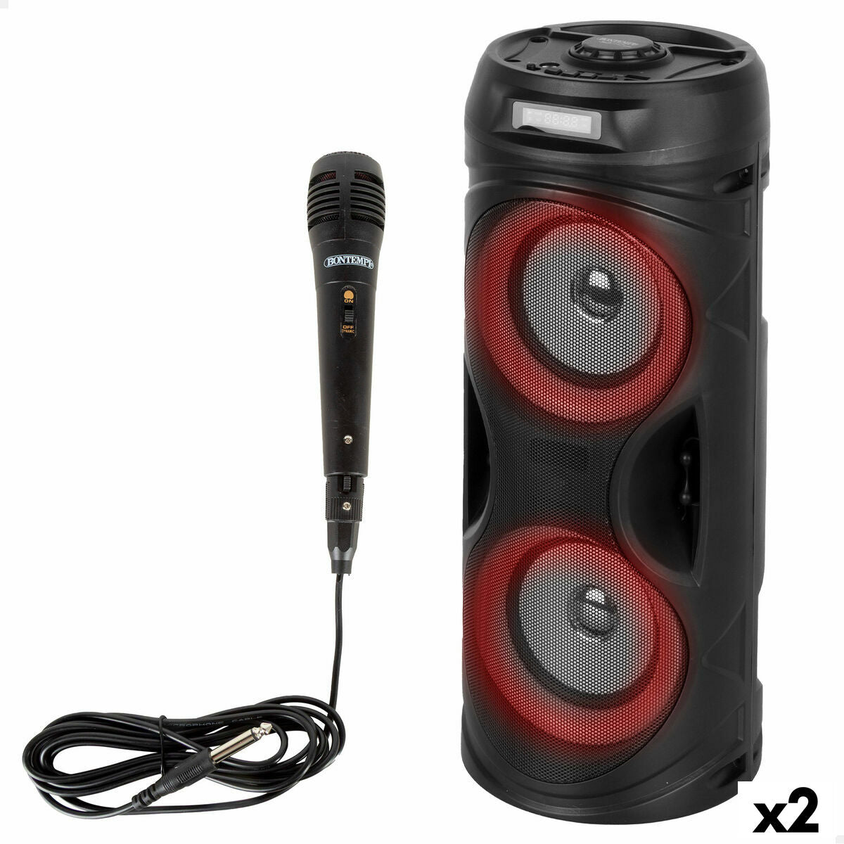 4899888813842 - Lautsprecher mit Karaoke Mikrofon Kunststoff 16 x 38 x 16 cm (2 Stück)