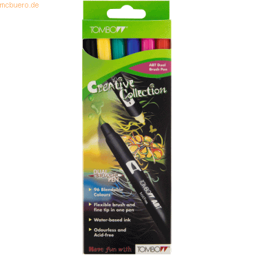 4901991567434 - Dual-Fasermaler ABT mit Rundspitze Pinselspitze VE=6 Farben pri