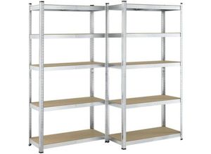 4902294159449 - Gofuniland - fch Lagerregal 2er Set 180x90x40 cm Standregal 5 Ebenen Steckregal Werkstattregal Traglast gesamt 875 kg Silber