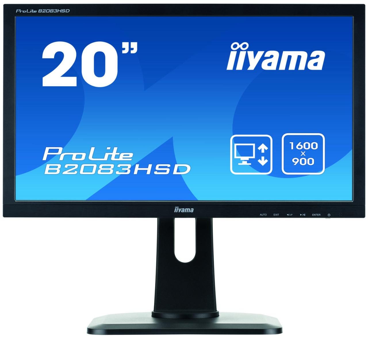 4948570112777 - ProLite B2083HSD-1 - LED-Monitor - 508 cm (20) - 1600 x 900 - TN - 250 cd m2 - 10001 - 50000001 (dynamisch) - 5 ms - DVI-D VGA - Lautsprecher - Schwarz [Energieklasse F] (B2083HSD-B1)