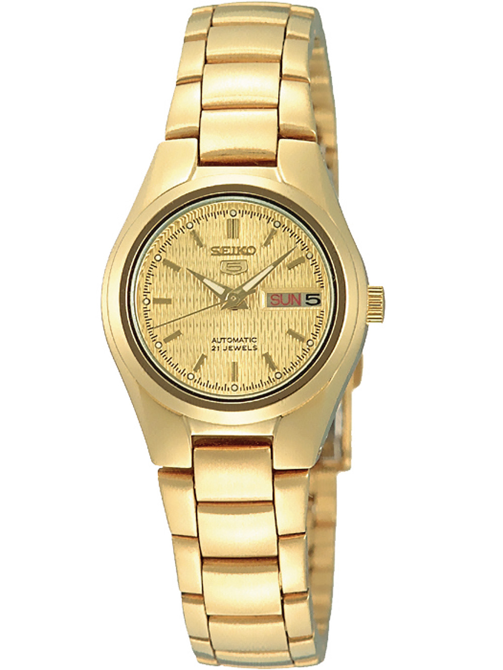 4954628013798 - Automatikuhr SEIKO 5 SYMC18K1 Armbanduhren goldfarben Damen Automatikuhren Armbanduhr Damenuhr Tag Datum Edelstahlarmband