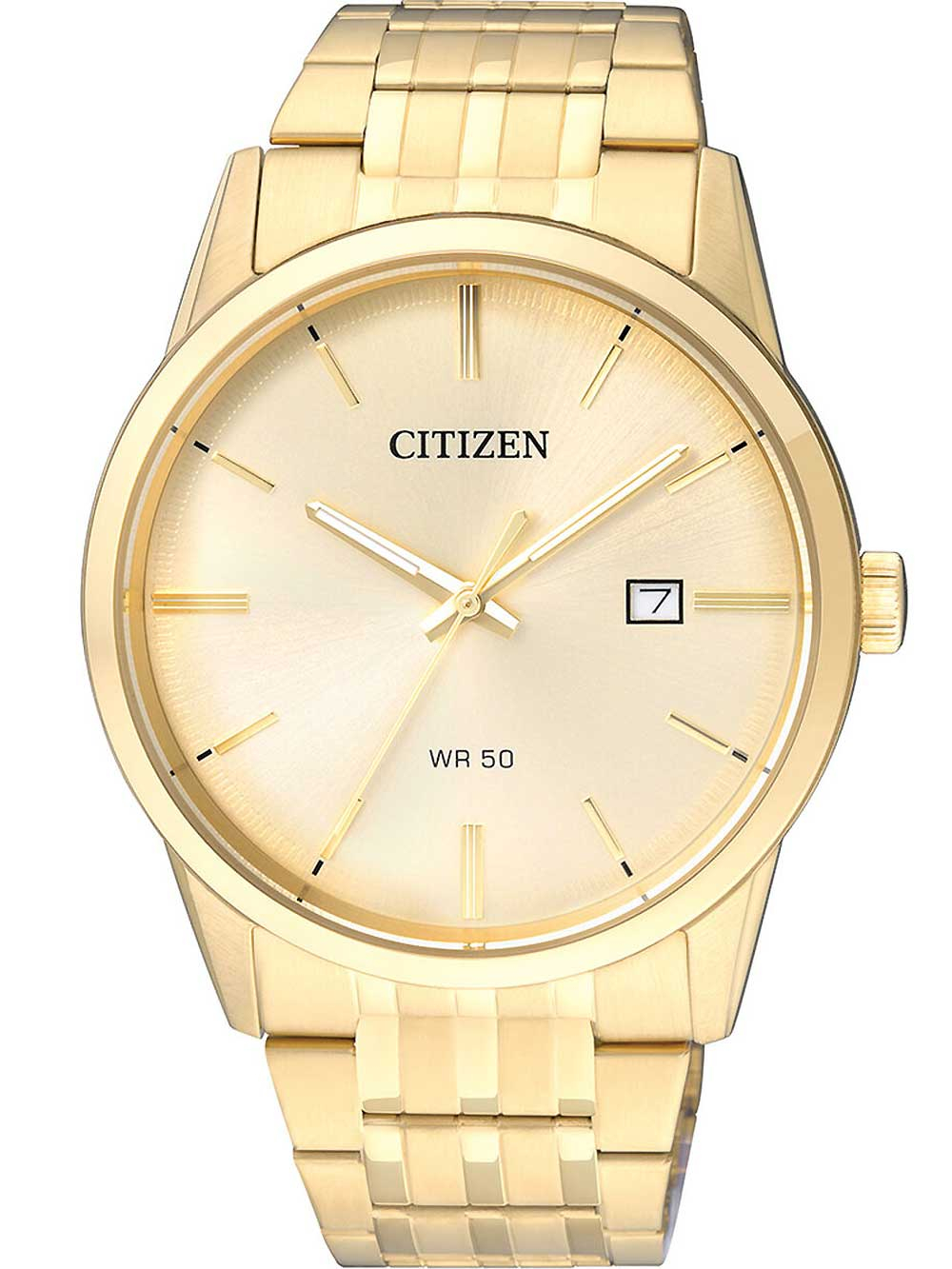 4974374252562 - Quarzuhr CITIZEN BI5002-57P Armbanduhren goldfarben Herren Quarzuhren Armbanduhr Herrenuhr Edelstahlarmband Datum