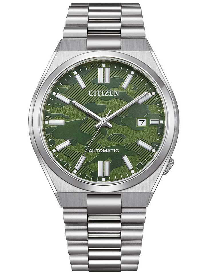 4974374341297 - Automatikuhr CITIZEN Armbanduhren silberfarben (silberfarben grün) Damen Automatikuhren Armbanduhr Damenuhr Herrenuhr Edelstahlarmband Saphirglas Datum