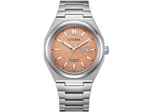 4974374341723 - Solaruhr CITIZEN Armbanduhren titansilberfarben orange Herren Uhren Armbanduhr Herrenuhr Titan Eco-Drive Dunkelgangreserve