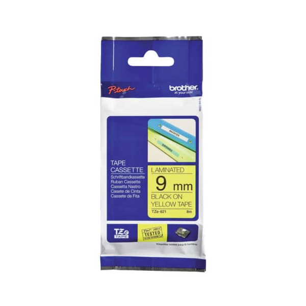 4977766052283 - TZe-621 Schriftbandkassette - laminiert 9 mm x 8 m schwarz auf gelb 4977766052283 8 Meter