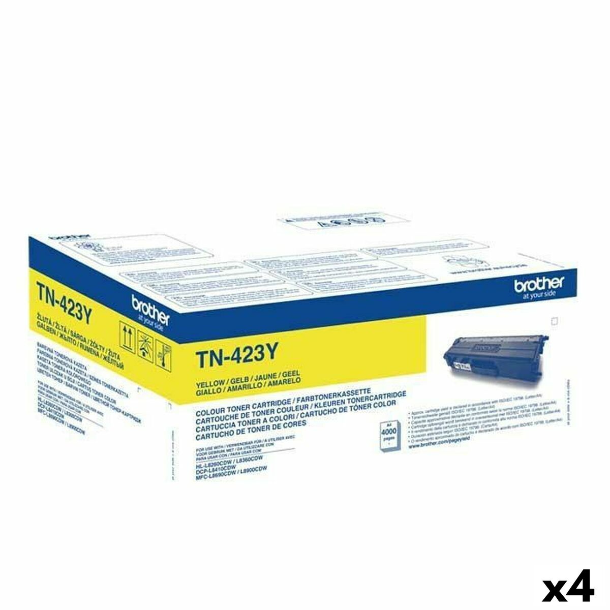 4977766771726 - Original Toner Bruder Hll8260CDW HLL8360CDW HLL9310CDW TN423Y Yellow (4 Einheiten)