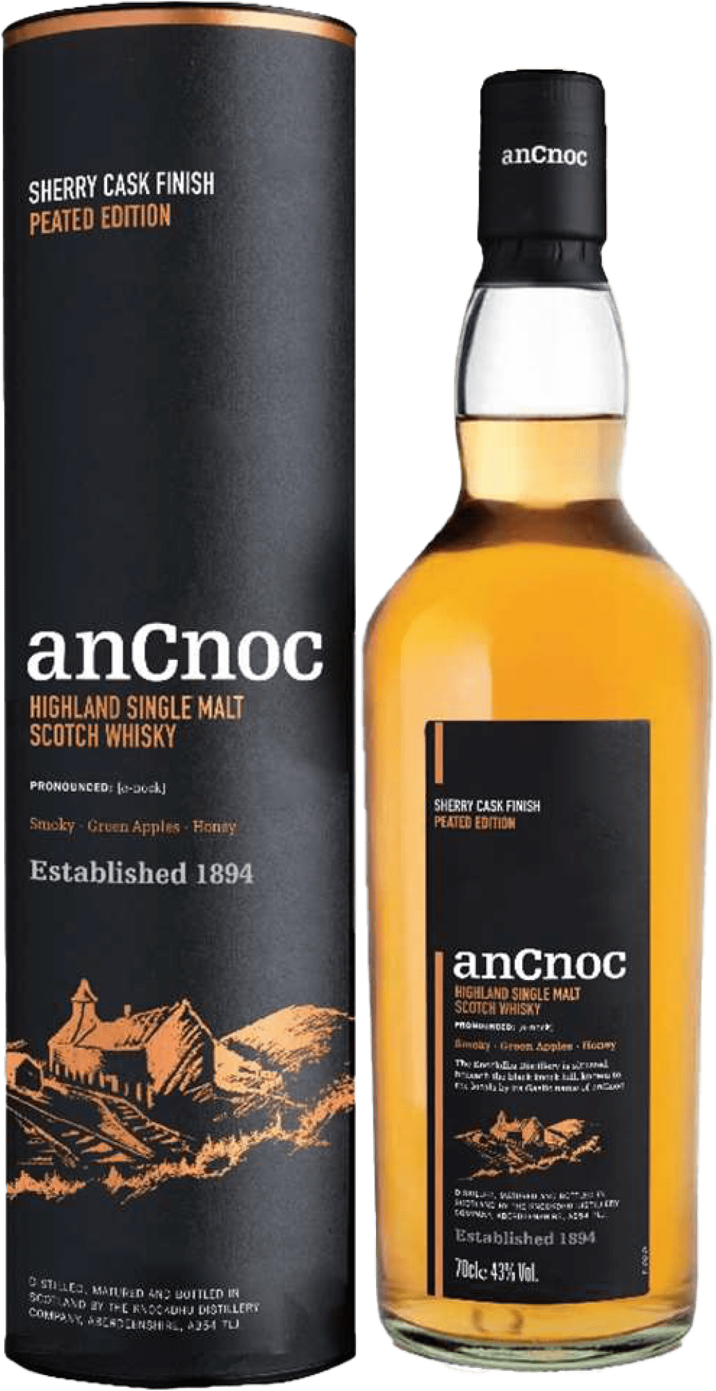 5010509883375 - anCnoc Peated Sherry Cask Single Malt Scotch Whisky