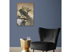 5011583537215 - Leinwandbild ART FOR THE HOME Pfau bunt (farbe bild(er) bunt) B50cm H70cm T35cm Ø35cm Bilder Leinwand handgemalte Details Pfau im Paradies 70 x 50 cm