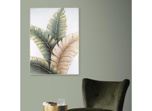 5011583537239 - Leinwandbild ART FOR THE HOME Blatter Neutral bunt (farbe bild(er) bunt) B70cm H100cm T35cm Ø35cm Bilder Handgemalte Leinwand mit Goldmetallic Lush leaves neutral - 100x70cm