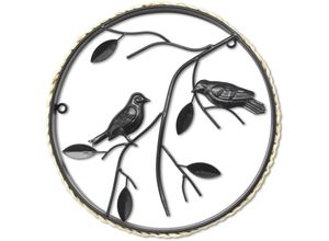 5011583537369 - Luxus Metal Art Wanddeko Vogel Schwarz Rund 30cm