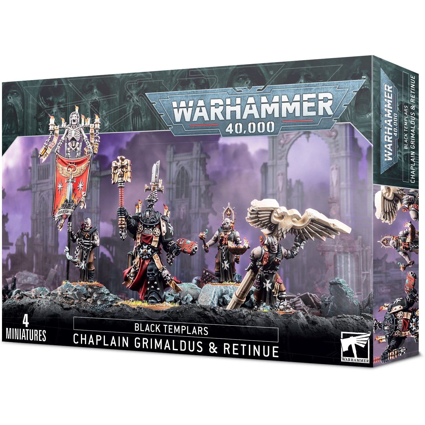 5011921155675 - Figurine Warhammer 40k - Black Templars Chapelain Grimaldus et sa Suite 5011921155675 - Figurine Warhammer 40k - Black Templars Chapelain Grimaldus et sa Suite