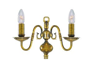 5013874159816 - Flemish - 2 Light Indoor Candle Wandleuchte Poliertes Antikmessing E14 - Searchlight