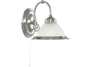 5013874209283 - American Diner - 1 Licht Wandleuchte Satin Silber mit Acid Ribbed Glass Shade E27 - Searchlight