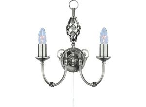 5013874217998 - Zanzibar - 2 Light Indoor Candle Wandleuchte Satin Silver E14 - Searchlight