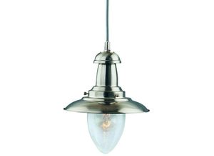 5013874224002 - Searchlight Fisherman - 1 Light Dome Deckenanhänger Satin Silber Seed Glass E27