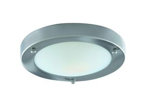 5013874288721 - Bathroom Flush - 1 Licht Badezimmer Flush Deckenleuchte Satin Silber Rund mit gewölbtem Glas Diffusor IP44 E27 - Searchlight